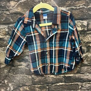 Garanimals Blue and Orange Plaid Button Down Shirt